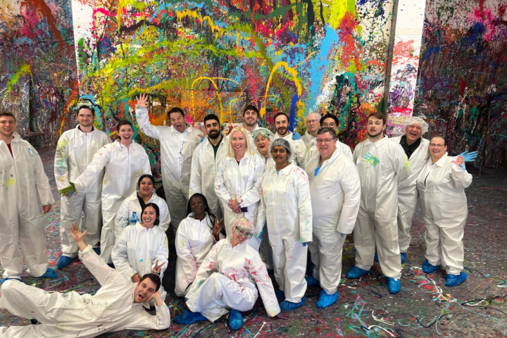 a group of people posing for a photo